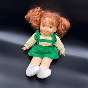 Vintage Doll 1988 Northern Tissue Promo Red Hair Freckle Green Dress Advertising